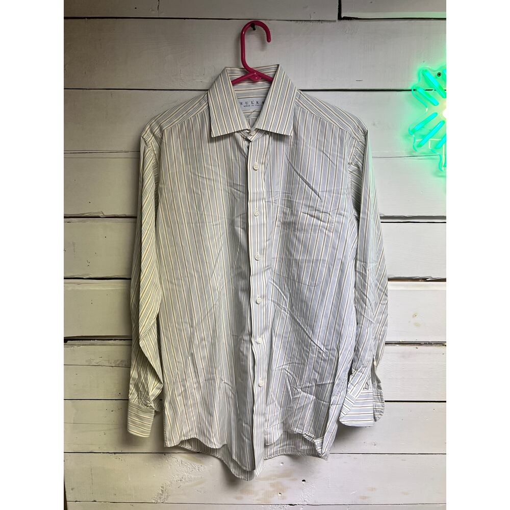 Men's 100% Cotton Formal Dress Shirt From Sulka -- Made in Italy